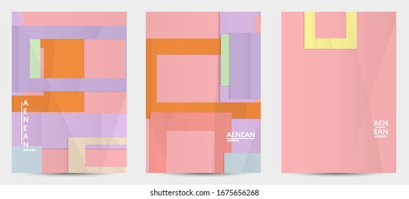 Abstract vector flyer template with folded paper overlapping geometric shapes. Environmental design with cut out geometric objects made of recycled reused paper. Top view geometric pattern.