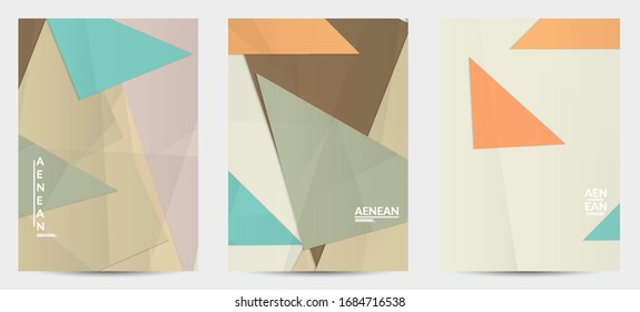 Abstract vector flyer template with folded paper overlapping geometric shapes. Environmental design with cut out geometric objects made of recycled reused paper. Top view geometric pattern.