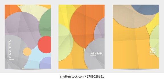 Abstract vector flyer template with folded paper overlapping geometric shapes. Environmental design with cut out geometric objects made of recycled reused paper. Top view geometric pattern.