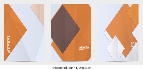 Abstract vector flyer template with folded paper overlapping geometric shapes. Environmental design with cut out geometric objects made of recycled reused paper. Top view geometric pattern.