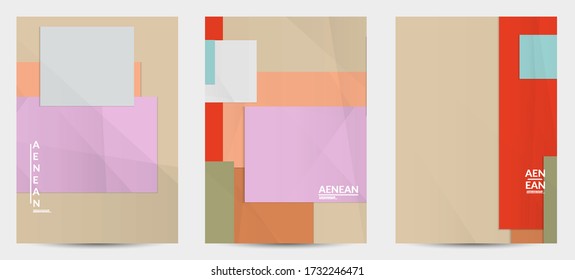 Abstract vector flyer template with folded paper overlapping geometric shapes. Environmental design with cut out geometric objects made of recycled reused paper. Top view geometric pattern.