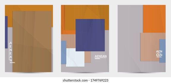 Abstract vector flyer template with folded paper overlapping geometric shapes. Environmental design with cut out geometric objects made of recycled reused paper. Top view geometric pattern.