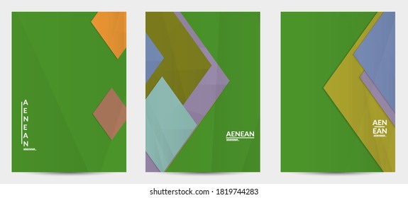 Abstract vector flyer template with folded paper overlapping geometric shapes. Environmental design with cut out geometric objects made of recycled reused paper. Top view geometric pattern.