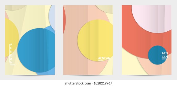 Abstract vector flyer template with folded paper overlapping geometric shapes. Environmental design with cut out geometric objects made of recycled reused paper. Top view geometric pattern.