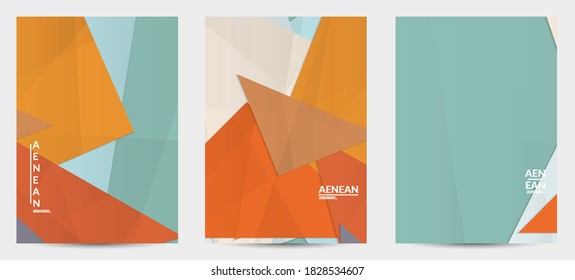 Abstract vector flyer template with folded paper overlapping geometric shapes. Environmental design with cut out geometric objects made of recycled reused paper. Top view geometric pattern.