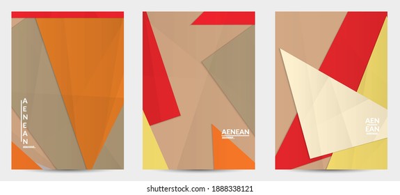 Abstract vector flyer template with folded paper overlapping geometric shapes. Environmental design with cut out geometric objects made of recycled reused paper. Top view geometric pattern.