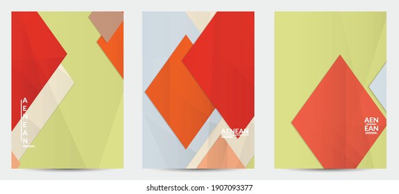 Abstract vector flyer template with folded paper overlapping geometric shapes. Environmental design with cut out geometric objects made of recycled reused paper. Top view geometric pattern.