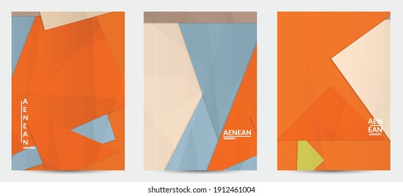 Abstract vector flyer template with folded paper overlapping geometric shapes. Environmental design with cut out geometric objects made of recycled reused paper. Top view geometric pattern.