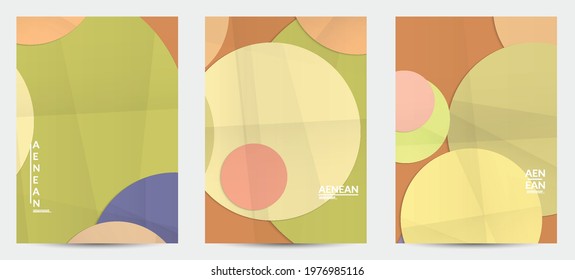 Abstract vector flyer template with folded paper overlapping geometric shapes. Environmental design with cut out geometric objects made of recycled reused paper. Top view geometric pattern.