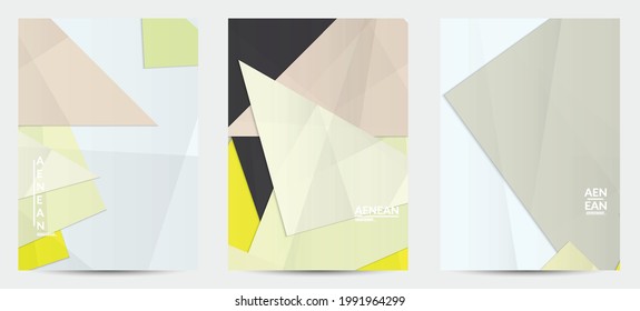 Abstract vector flyer template with folded paper overlapping geometric shapes. Environmental design with cut out geometric objects made of recycled reused paper. Top view geometric pattern.