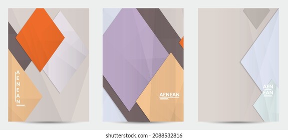 Abstract vector flyer template with folded paper overlapping geometric shapes. Environmental design with cut out geometric objects made of recycled reused paper. Top view geometric pattern.