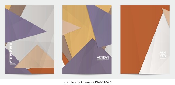 Abstract vector flyer template with folded paper overlapping geometric shapes. Environmental design with cut out geometric objects made of recycled reused paper. Top view geometric pattern.