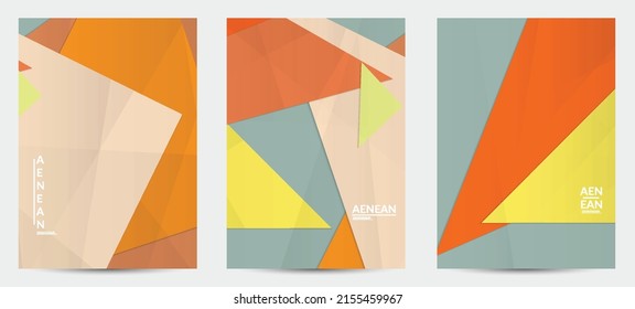 Abstract vector flyer template with folded paper overlapping geometric shapes. Environmental design with cut out geometric objects made of recycled reused paper. Top view geometric pattern.