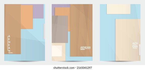 Abstract vector flyer template with folded paper overlapping geometric shapes. Environmental design with cut out geometric objects made of recycled reused paper. Top view geometric pattern.