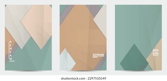 Abstract vector flyer template with folded paper overlapping geometric shapes. Environmental design with cut out geometric objects made of recycled reused paper. Top view geometric pattern.