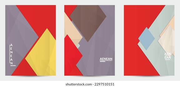Abstract vector flyer template with folded paper overlapping geometric shapes. Environmental design with cut out geometric objects made of recycled reused paper. Top view geometric pattern.
