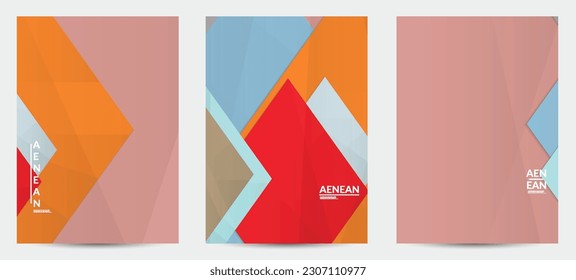 Abstract vector flyer template with folded paper overlapping geometric shapes. Environmental design with cut out geometric objects made of recycled reused paper. Top view geometric pattern.