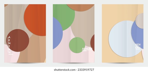 Abstract vector flyer template with folded paper overlapping geometric shapes. Environmental design with cut out geometric objects made of recycled reused paper. Top view geometric pattern.