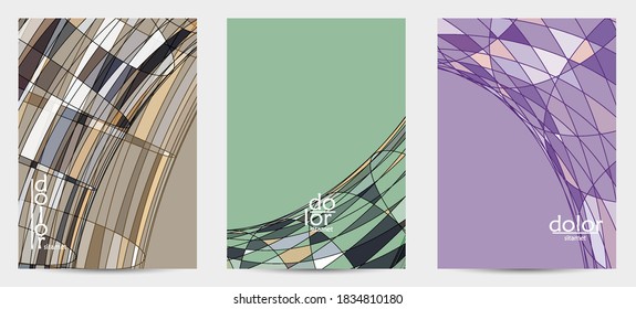 Abstrakte Vektorflyer-Vorlage mit futuristischen, mehrfarbigen Drahtrahmen-geometrischen Formen. 3D-Mesh-Digital-Science-Modell-Konzept. Design der Webtechnologie Wavy Linien und Gitterstruktur.
