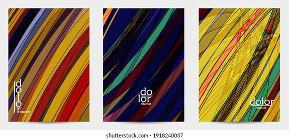 Abstract vector flyer template with futuristic multicolored wire frame geometric shapes. 3D mesh digital science model concept. Web technology cover design. Wavy lines and grid texture.