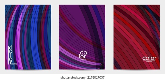 Abstract vector flyer template with futuristic multicolored wire frame geometric shapes. 3D mesh digital science model concept. Web technology cover design. Wavy lines and grid texture.