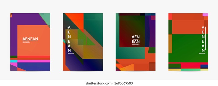 Abstract vector flyer template. Large vibrant colored overlapping squares. Retro TV test glitch effect digital art. Pixel uneven geometric pattern. Big data cyberspace computer filtered texture