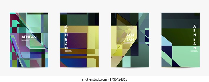 Abstract vector flyer template. Large vibrant colored overlapping squares. Retro TV test glitch effect digital art. Pixel uneven geometric pattern. Big data cyberspace computer filtered texture