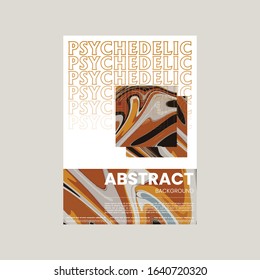 Abstract vector flyer template. Watercolor texture vibrant colored background. Visual computer filtered gradient wavy diagonal lines. Dynamic paint flow marble texture pattern. Psychedelic art poster.