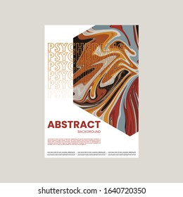 Abstract vector flyer template. Watercolor texture vibrant colored background. Visual computer filtered gradient wavy diagonal lines. Dynamic paint flow marble texture pattern. Psychedelic art poster.