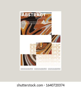 Abstract vector flyer template. Watercolor texture vibrant colored background. Visual computer filtered gradient wavy diagonal lines. Dynamic paint flow marble texture pattern. Psychedelic art poster.