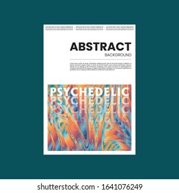 Abstract vector flyer template. Watercolor texture vibrant colored background. Visual computer filtered gradient wavy diagonal lines. Dynamic paint flow marble texture pattern. Psychedelic art poster.
