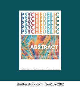 Abstract vector flyer template. Watercolor texture vibrant colored background. Visual computer filtered gradient wavy diagonal lines. Dynamic paint flow marble texture pattern. Psychedelic art poster.