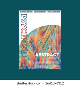 Abstract vector flyer template. Watercolor texture vibrant colored background. Visual computer filtered gradient wavy diagonal lines. Dynamic paint flow marble texture pattern. Psychedelic art poster.