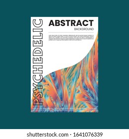 Abstract vector flyer template. Watercolor texture vibrant colored background. Visual computer filtered gradient wavy diagonal lines. Dynamic paint flow marble texture pattern. Psychedelic art poster.
