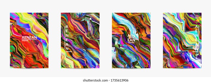 Plantilla de volante de vector abstracto. Textura acuarela fondo de color vibrante. Líneas diagonales de degradado onduladas filtradas por el equipo visual. Patrón de textura de mármol de flujo dinámico de pintura. Afiche de arte psicodélico.