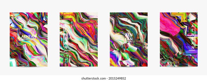 Plantilla de volante de vector abstracto. Textura acuarela fondo de color vibrante. Líneas diagonales de degradado onduladas filtradas por el equipo visual. Patrón de textura de mármol de flujo dinámico de pintura. Afiche de arte psicodélico.