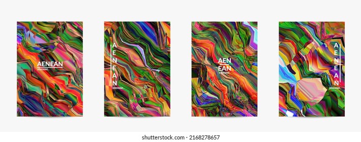Plantilla de volante de vector abstracto. Fondo de color vibrante de textura acuarela. Líneas diagonales de degradado onduladas filtradas por el equipo visual. Patrón de textura de mármol de flujo dinámico de pintura. Afiche de arte psicodélico.