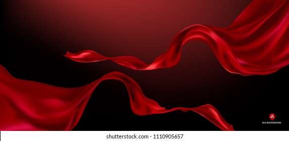 Abstract vector flying wave silk or satin fabric with background for grand opening ceremony or other occasion