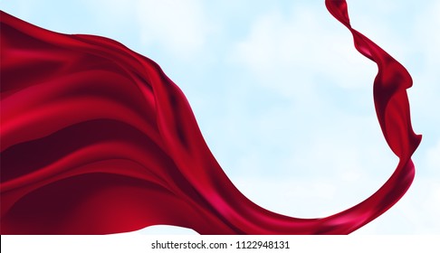 Abstract vector flying wave silk or satin fabric with background for grand opening ceremony or other occasion