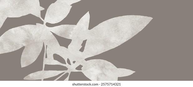 Abstract vector foliage poster with watercolor texture for design interior, packaging, postcard, invitation, cover design, cards. Abstract leaf branch. Earth tone colors illustration.