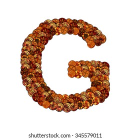 abstract vector font, made of ethnic elements - letter g