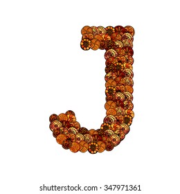 abstract vector font, made of ethnic elements - letter j