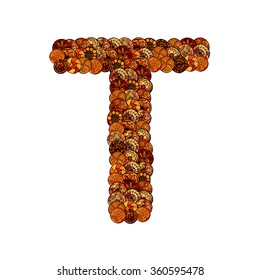 abstract vector font, made of ethnic elements - letter t