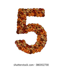abstract vector font, made of ethnic elements - number five