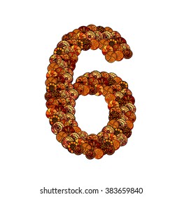 abstract vector font, made of ethnic elements - number six