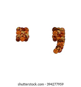 abstract vector font, made of ethnic elements - dot and comma