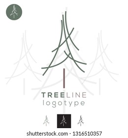 Abstract Vector, Forest Pine Tree Growth  Logo. Minimal Line Art. Professional Corporate Branding Icon. Geometric Graphic Design.