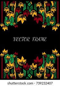 
Abstract vector frame. Colored floral elements. For congratulations, invitations and postcards.