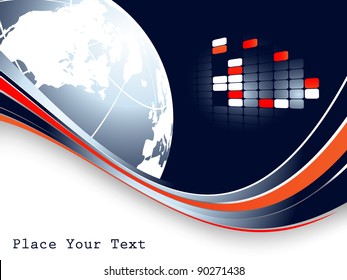 abstract vector frame with globe and copy space.