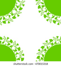Abstract vector frame with green floral motifs and empty space for text.